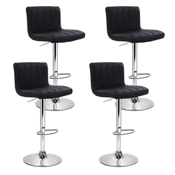 Artiss 4x Bar Stools Gas Lift Leather Black - 0