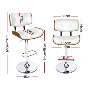 Artiss 4x Bar Stools Gas Lift Leather White - 0