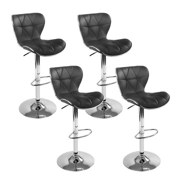 Artiss 4x Bar Stools Gas Lift Leather Seat Black - 0