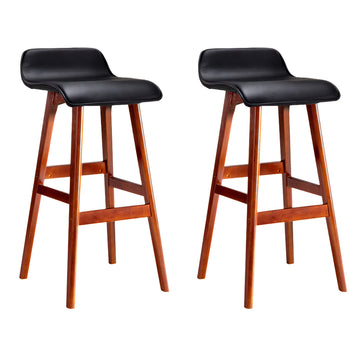 Artiss 2x Bar Stools Wooden Stool Black - 0