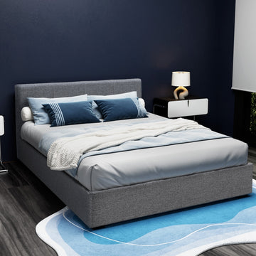 Artiss Bed Frame Queen Size Gas Lift Base -NINO Grey - 0