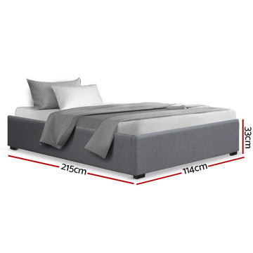 Artiss King Single Size Gas Lift Bed Frame Base With Storage Platform Fabric - 0
