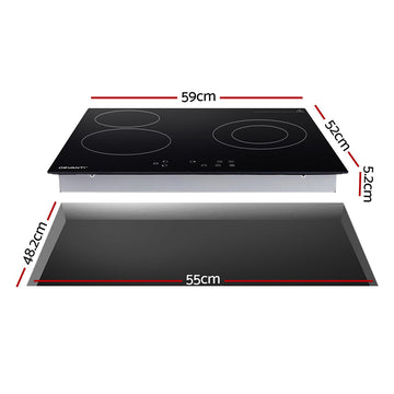 Devanti Electric Ceramic Cooktop 60cm Kitchen Cooker 4 Burner Hob Touch Control 5200W - 0
