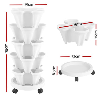 Green Fingers Garden Bed 5 Tier Vertical Garden Strawberry Stackable Planters Herbs Petunias - 0