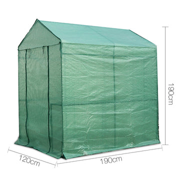 Green Fingers Greenhouse 1.2x1.9x1.9M Walk in Green House Tunnel Plant Garden Shed 4 Shelves - 0