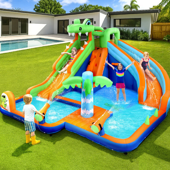 AirMyFun Kids Inflatable Pool Water Double Slide Park Jumping Castle 465X430CM