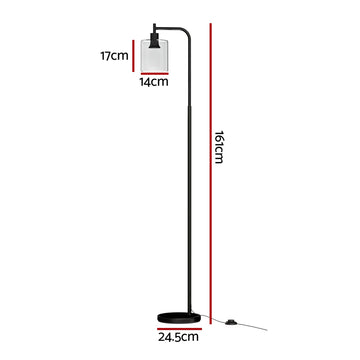 Artiss Floor Lamp Light Stand Modern Home Living Room Office Reading Glass Shade Black - 0