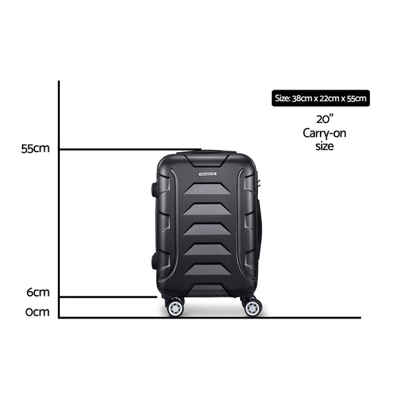 Wanderlite 20" 55cm Luggage Trolley Travel Suitcase Set Hard Case Lightweight Strap