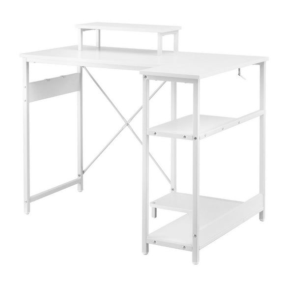 Artiss Computer Desk L-Shape Home Office Study Table Open Shelves White 100CM