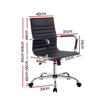 Artiss Office Chair Conference Chairs PU Leather Mid Back Black - 0