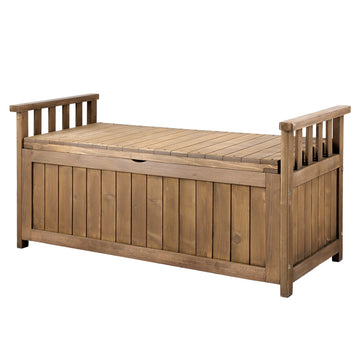 Gardeon Outdoor Storage Bench Box Wooden Garden Toy Tool Sheds Patio Furniture Brown