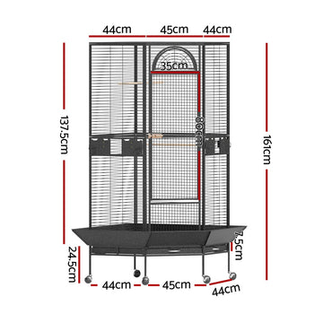 i.Pet Bird Cage Large Jumbo Aviary Budgie Perch Cage Parrot Stand Wheels Corner - 0