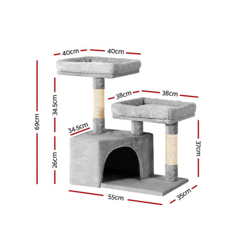 i.Pet Cat Tree 69cm Scratching Post Tower Scratcher Wood Condo House Bed Trees - 0