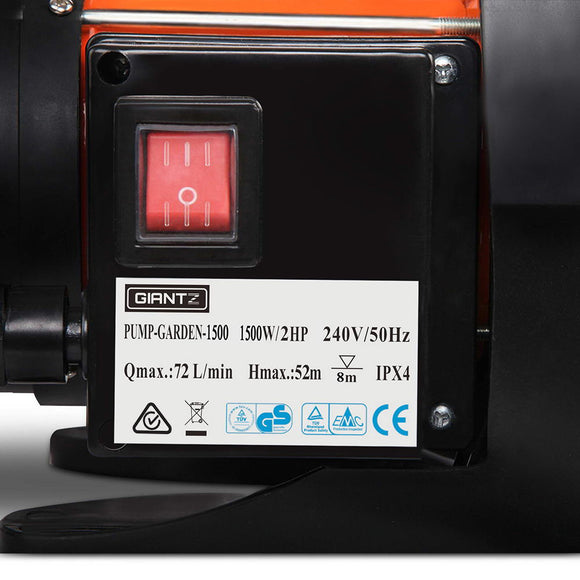 Giantz 1500W Garden High Pressure Water Pump