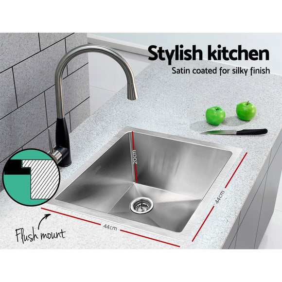 Cefito Kitchen Sink 44X44CM Stainless Steel Basin Single Bowl Silver