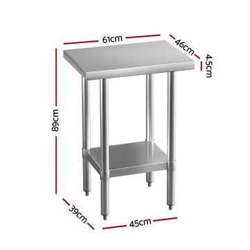 Cefito Stainless Steel Kitchen Benches Work Bench 610x457mm 430 - 0
