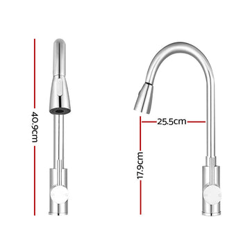 Cefito Kitchen Mixer Tap Pull Out 2 Mode Sink Faucet Basin Laundry Chrome - 0