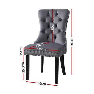 1 Set of 4 Artiss Dining Chairs Grey Velvet - 0