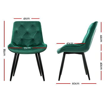 Artiss Dining Chairs Set of 2 Velvet Diamond Tufted Green - 0