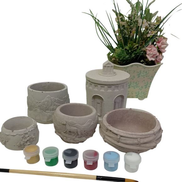 Mixed, hand-made succulent planters x 5