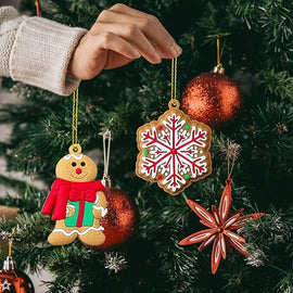 12pcs Christmas Ornaments Cute Snowman Xmas Tree Decorations Santa Claus Plastic Figurines Ornaments with Sugar Cookie House for Christmas Tree Hanging Party DIY Decor 3 Inch Tall - 0