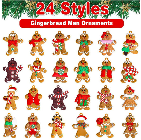 12pcs Christmas Ornaments Cute Snowman Xmas Tree Decorations Santa Claus Plastic Figurines Ornaments with Sugar Cookie House for Christmas Tree Hanging Party DIY Decor 3 Inch Tall