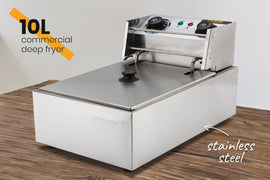 EuroChef Commercial Electric Deep Fryer Frying Basket Chip Cooker Fry Scoop - 0