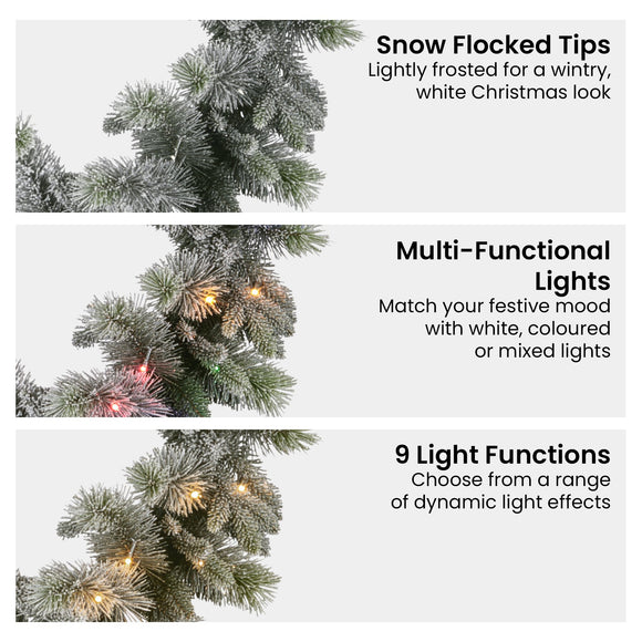Christabelle 2.7m Christmas Garland Snowy with LED Lights Stamford Spruce Tree Decoration Ornament