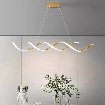 120cm Modern Minimalist Titanium Gold Pendant Light Adjustable LED Chandelier - 0