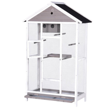 YES4PETS Wooden XXL Pet Cages Aviary Carrier Travel Canary Parrot Bird Cage Grey - 0