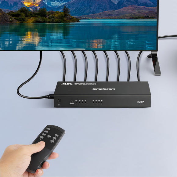Simplecom CM317 7-Port HDMI 2.0 Switch with Remote 7 IN 1 OUT Splitter HDCP 2.2 4K@60Hz