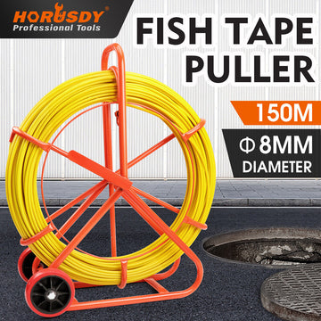 150M×8MM Fish Tape Puller Fiberglass Wire Cable Running Duct Rodder Heavy Duty - 0