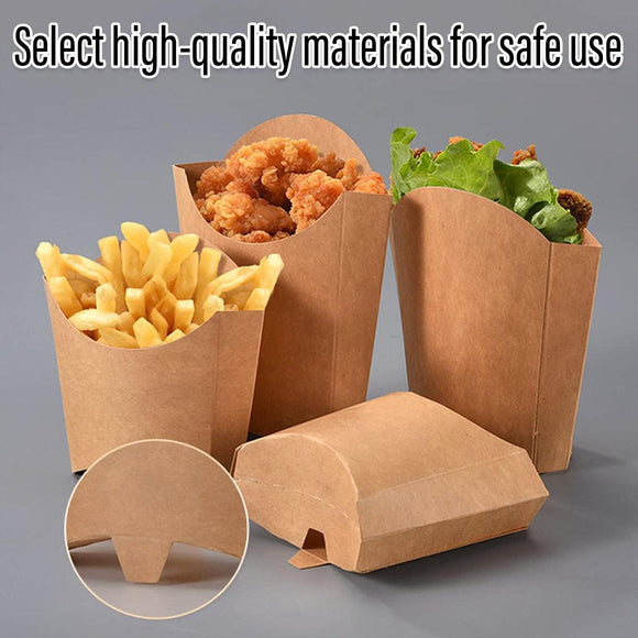 100pcs Kraft Paper Popcorn Box Folding Baking Box Party Snack Treat Container - 11.6x9.1cm