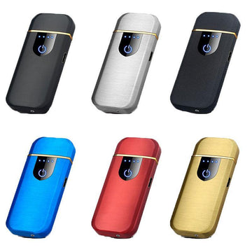 Arc Rechargeable Windproof Flameless Electronic Metal Lighter Usb Lighters Au - Silver - 0