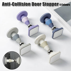 Silicone Silent Door Stopper with Suction Base and Secure Hold Catch Design - Purple