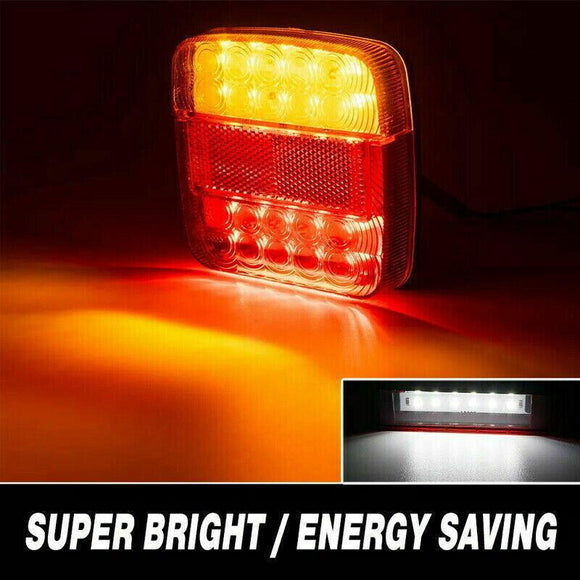 2X Square 26 Led Trailer Tail Lights Stop Brake Reverse Indicator Taillight Lamp