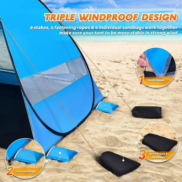 Automatic Pop Up Beach Tent UV Protection Portable Sunshade Shelter Outdoor