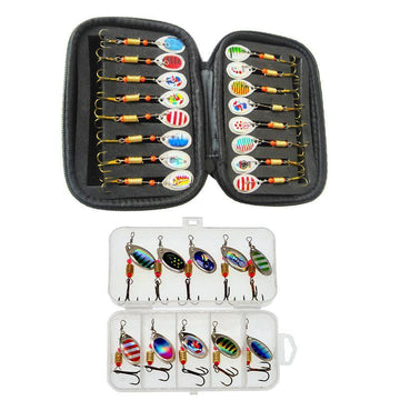 10/16PCS Fishing Lure Spinners Baits Spoon Set with Tackle Bag Trout Bass Tackle - A(16PCS) - 0