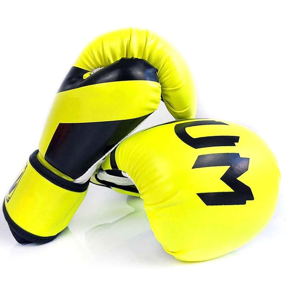 Professional Adult Boxing Training Gloves - 6Oz For Muay Thai Fighting - Fluorescent Yellow