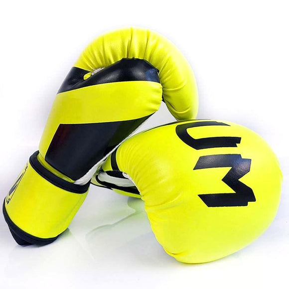 Professional Boxing Gloves For Adult Training - 10Oz Muay Thai Fighting - Fluorescent Yellow