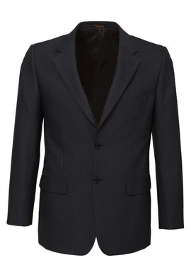 Mens Single Breasted 2 Button Suit Jacket Work Business - Pin Striped - Charcoal - 97 - 0