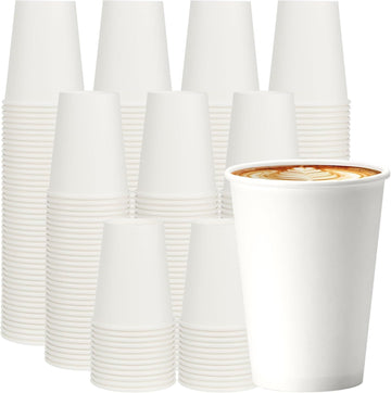 1000x 12oz Premium Paper Coffee Cups in White Bulk Wax Free Extra Strong in White