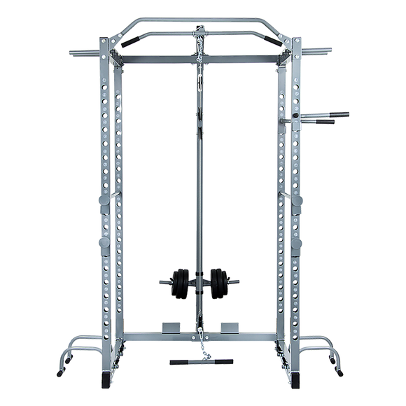 Power Rack Squat Cage Stands w Lat Pulldown Home Gym