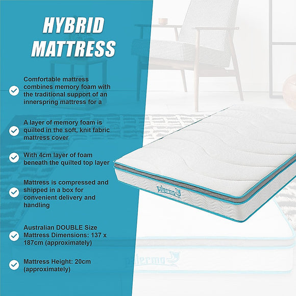 Double 20cm Hybrid Mattress – Memory Foam and Innerspring Support