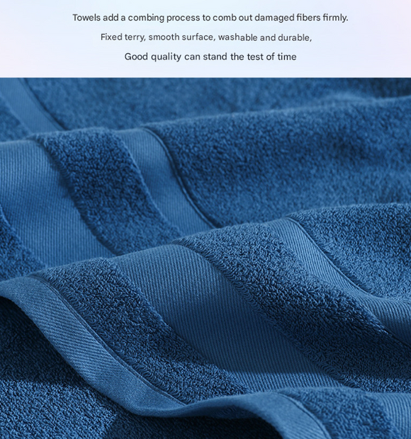 Blue Premium 3-Piece 100% Cotton Towel Set - Ultra Soft, Absorbent & Quick-Dry for Bathroom