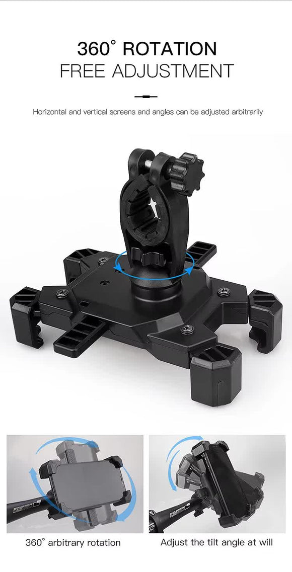 Red and Black Secure Grip Bike Phone Mount - Adjustable 360 Rotation Bicycle Handlebar Holder, Universal Cradle for MTB & Road Cycling