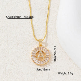 Sparkling Cubic Zirconia Initial Letter Necklace Set - Gold Plated Two-Piece Design(A) - 0