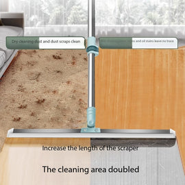 2 PCS Multi-Surface Silicone Squeegee Broom - Extendable & 180 degree Rotatable for Wet/Dry Cleaning(50cm) - 0