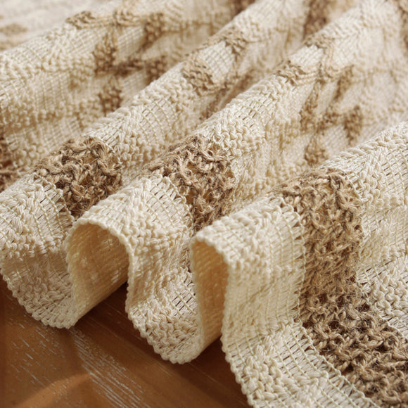 2-PCS White Bohemian Woven Table Runner with Tassels - Rustic Farmhouse Decor for Dining & Coffee Tables
