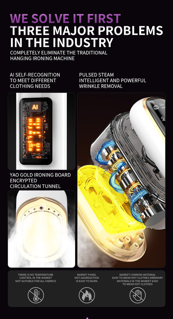 Portable Handheld Garment Steamer & Mini Iron - Smart Temperature Control, Rapid Heating & Powerful Steam for All Fabrics(White)